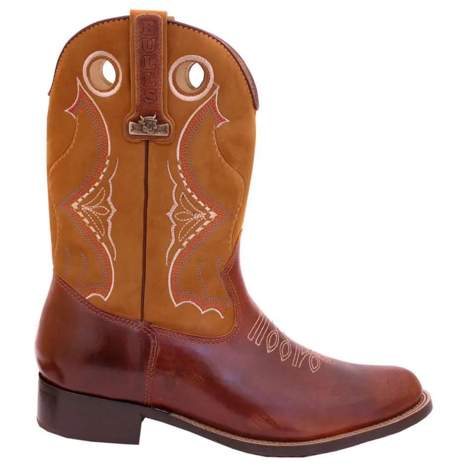 Bota Bulls para Montaria em Couro Liso e Cano Nobuck