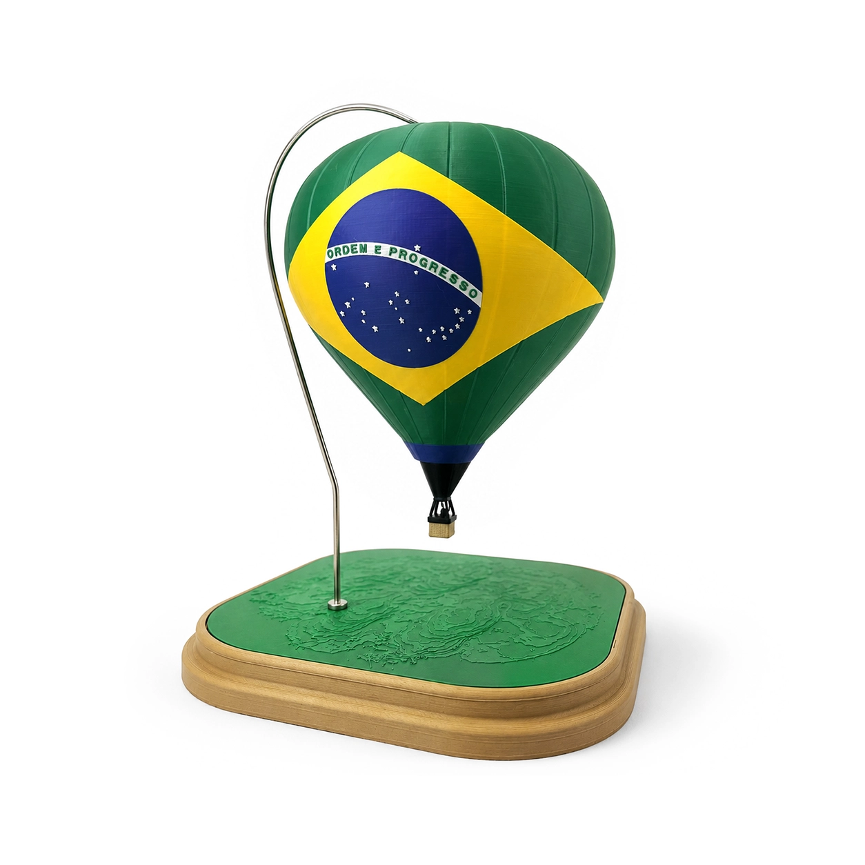 Mini Verso Miniatura Balão de Ar Quente Brasil com Base