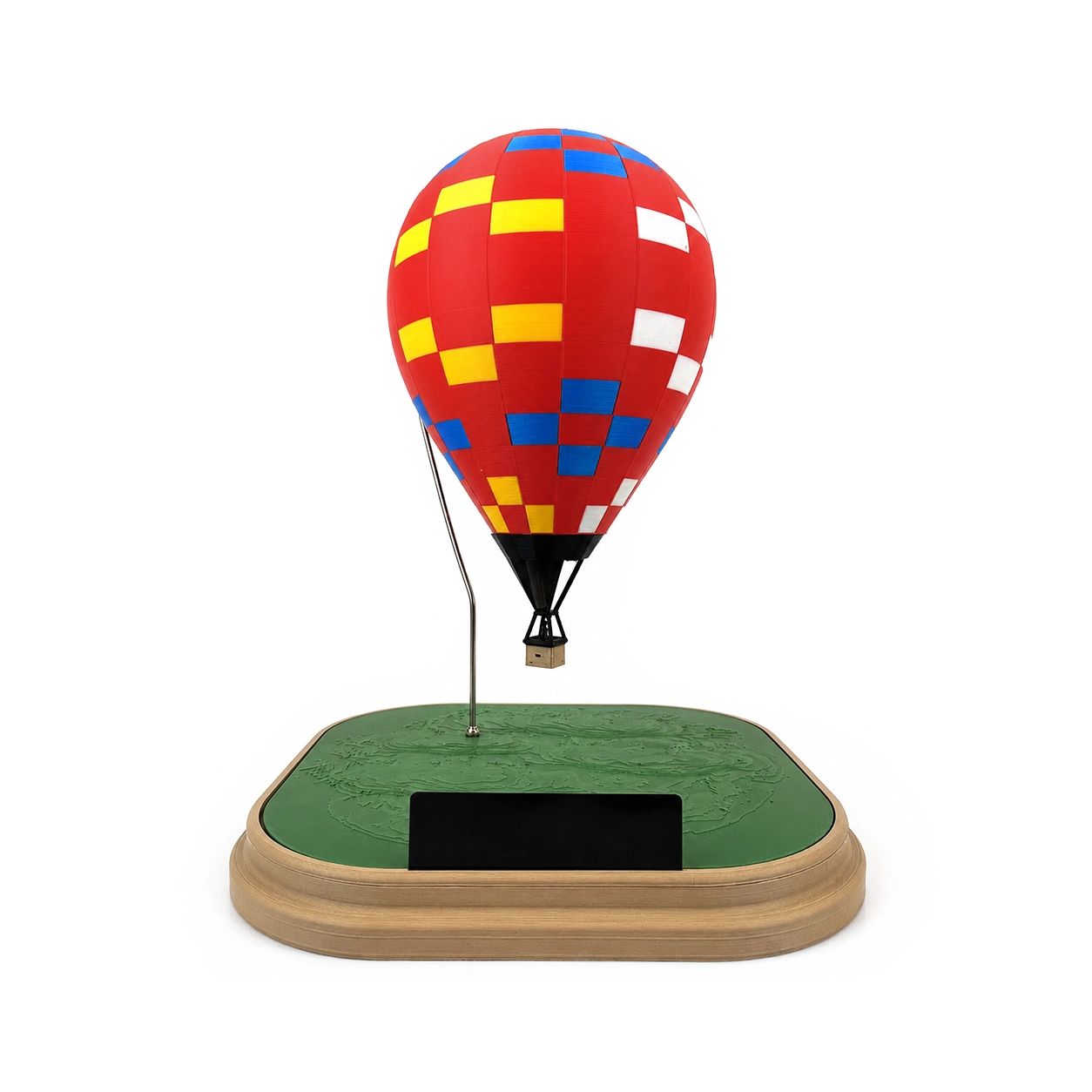 Miniatura Balão de Ar Quente Vermelho Geométrico com Base