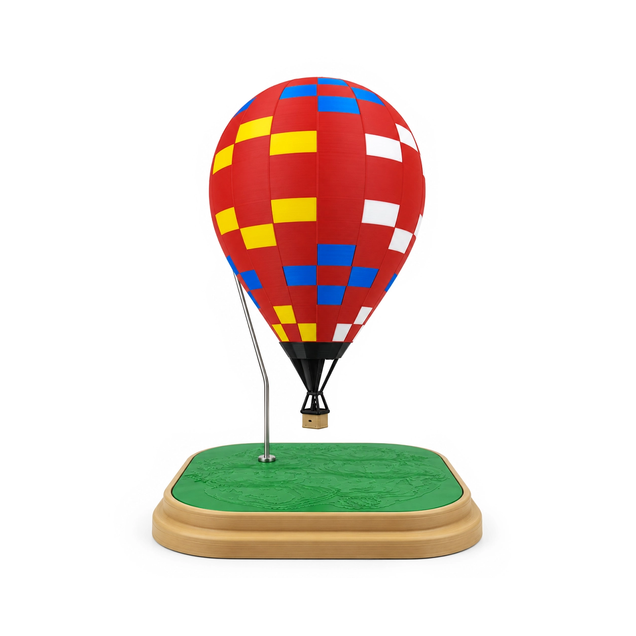 Miniatura Balão de Ar Quente Vermelho Geométrico com Base