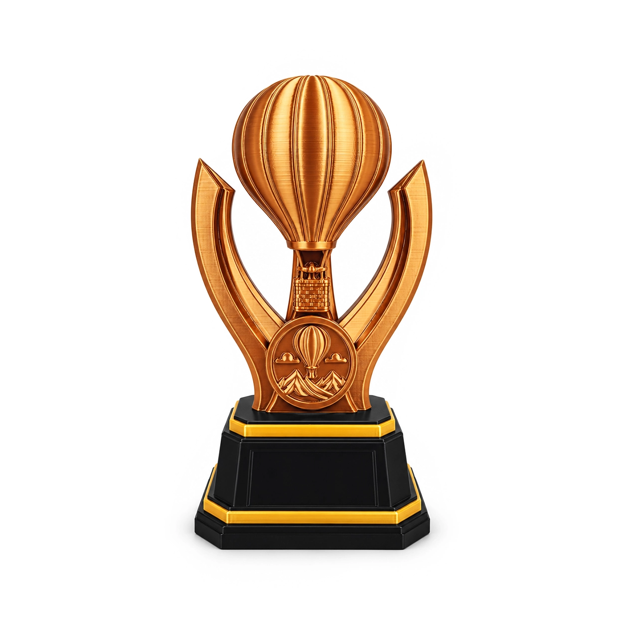 Troféu Balão de Ar Quente Bronze com Base Preta Mini Verso