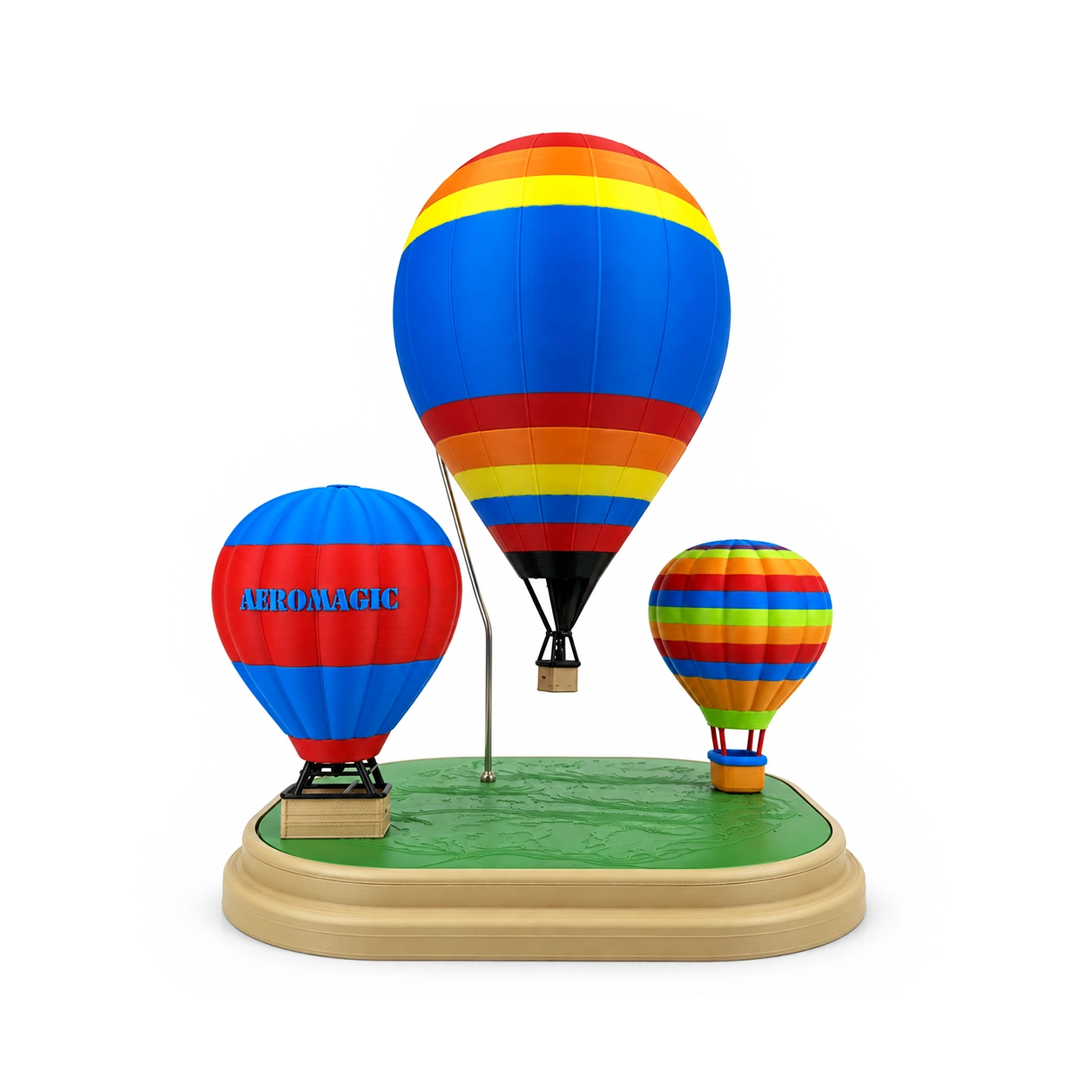 Conjunto Miniatura 3 Balões de Ar Quente Aeromagic com Base
