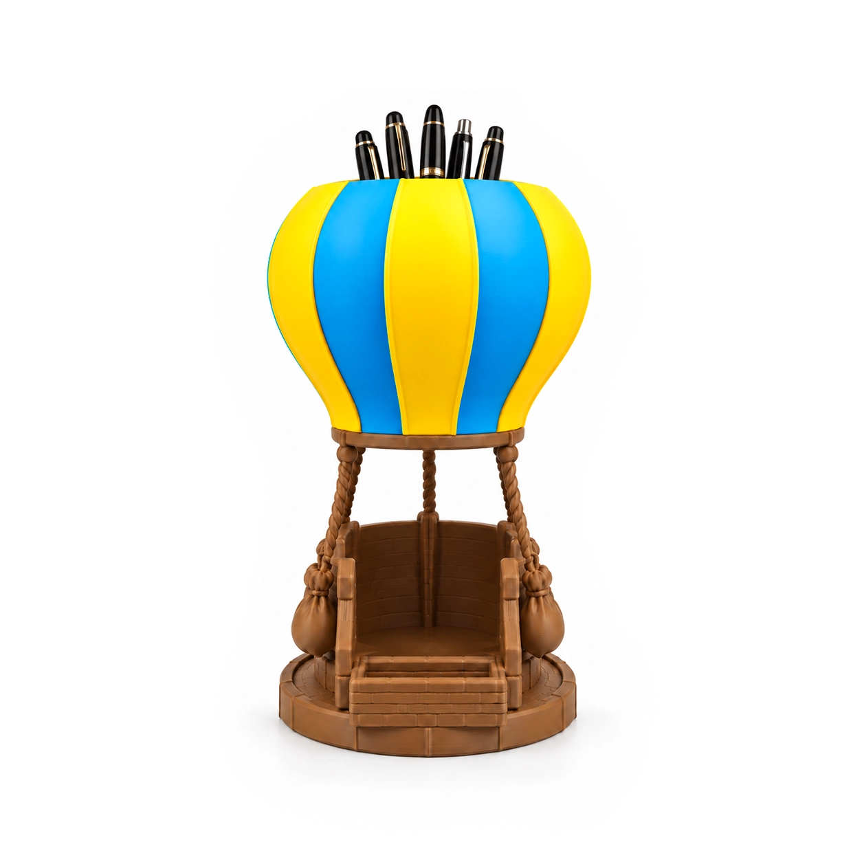 Porta Canetas Balão de Ar Quente Azul e Amarelo