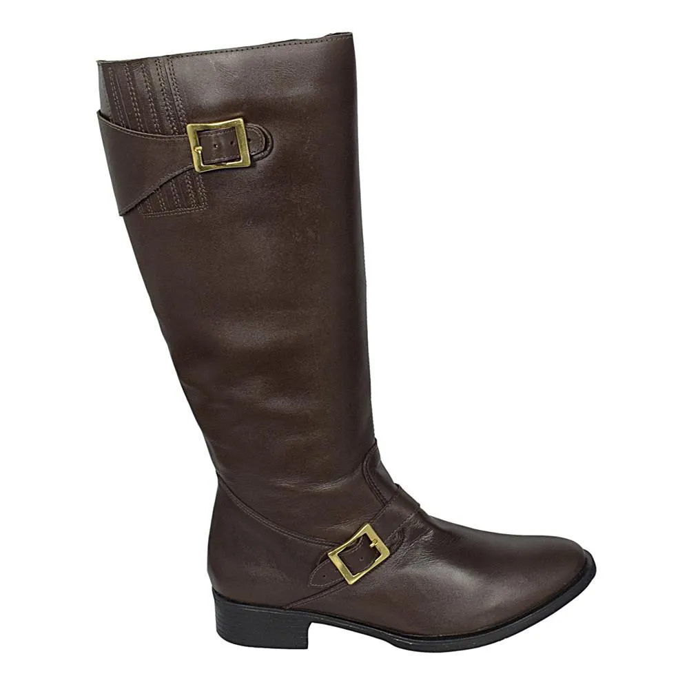 Bota Feminina Scarpatti Marrom Cano 32 cm com Fivela