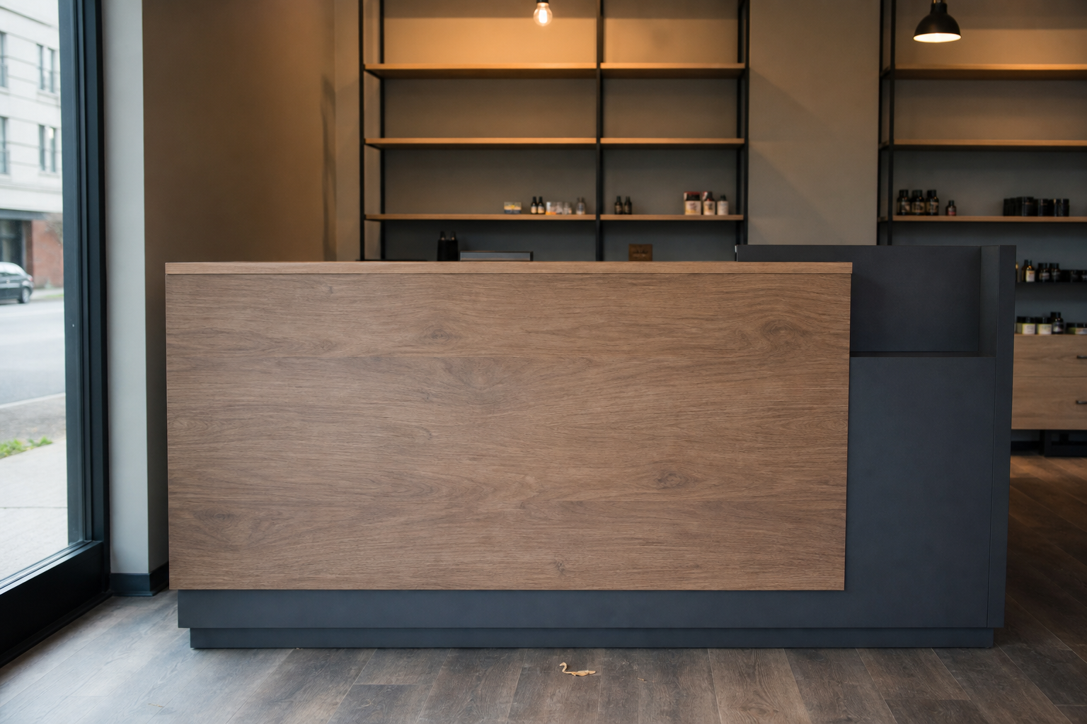 Balcão de atendimento comercial recém-instalado
